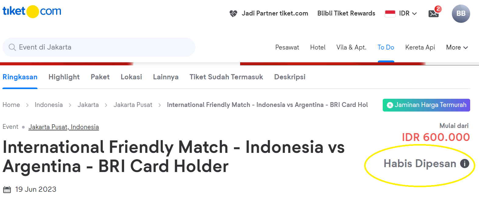 Dalam 10 Menit, 18.000 Tiket Timnas v Argentina jadi Debu